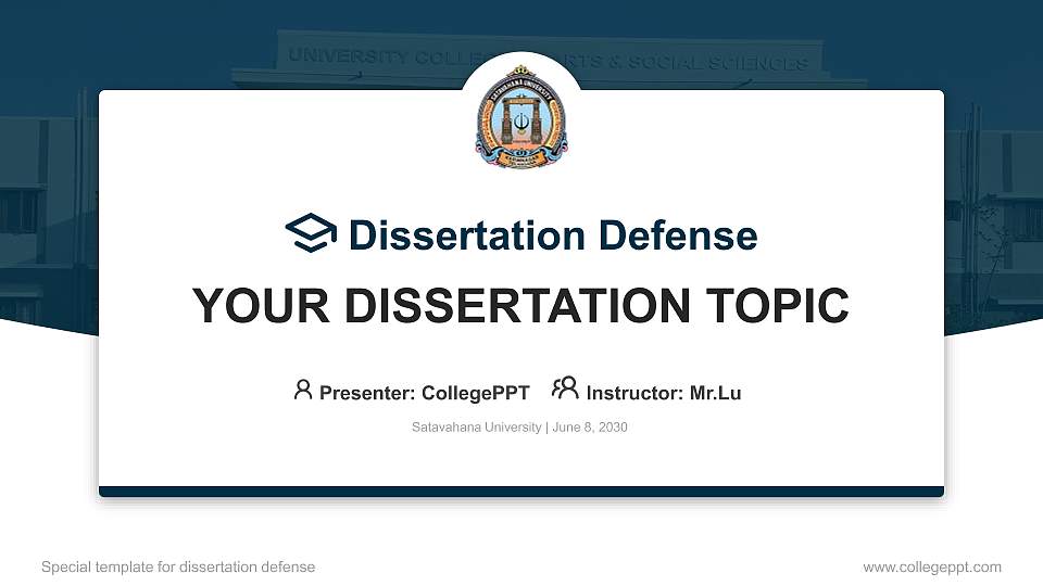 Satavahana University Graduation Thesis Defense PPT Template16:9 ratio PPT effect preview image