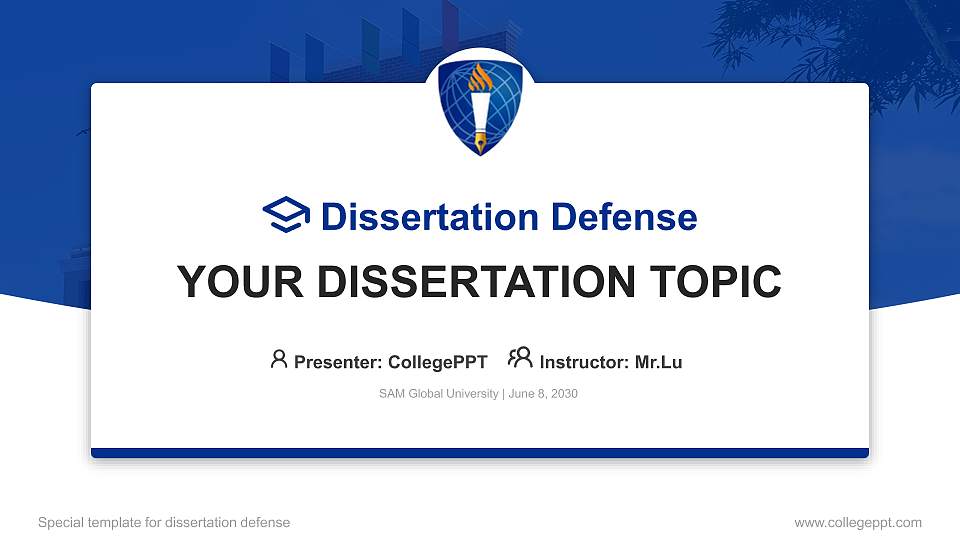 SAM Global University Graduation Thesis Defense PPT Template16:9 ratio PPT effect preview image