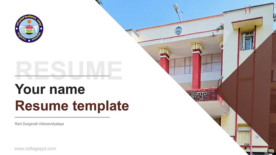 Rani Durgavati Vishwavidyalaya Resume PPT Template16:9 ratio PPT effect preview image