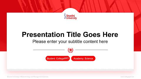 Shoolini University of Biotechnology and Management Sciences National Scholarship Defense PPT Template