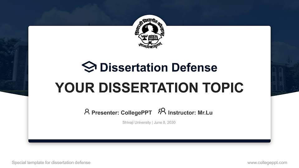 Shivaji University Graduation Thesis Defense PPT Template16:9 ratio PPT effect preview image