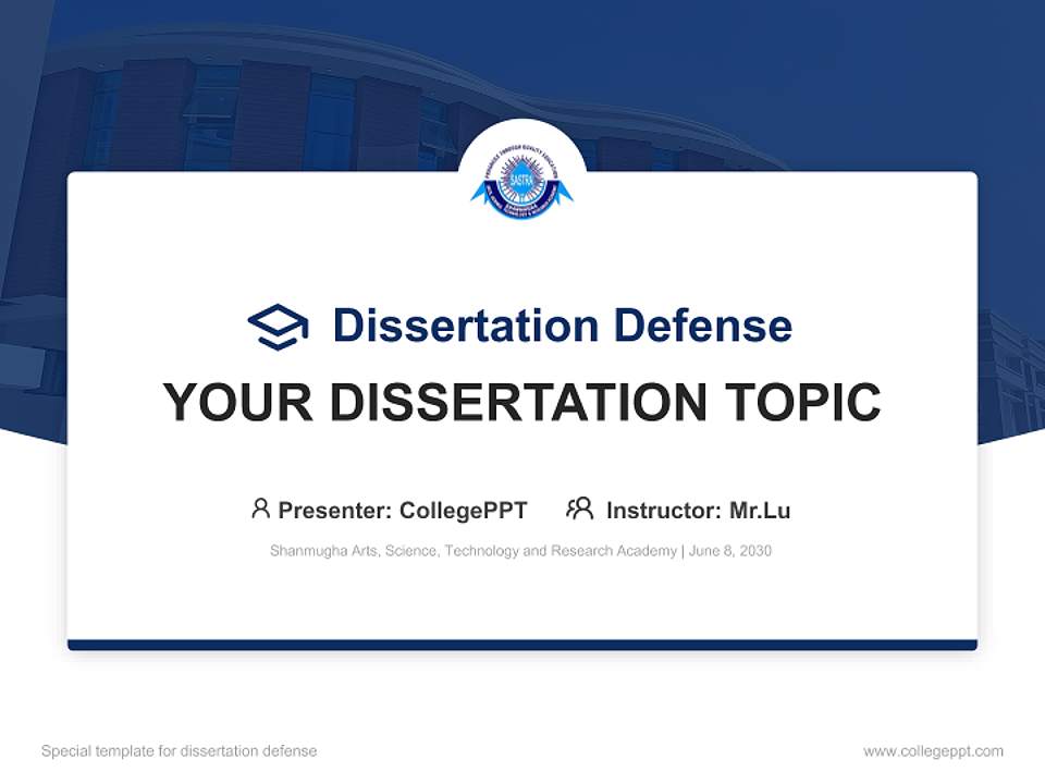 Shanmugha Arts, Science, Technology and Research Academy Graduation Thesis Defense PPT Template4:3 ratio PPT effect preview image7