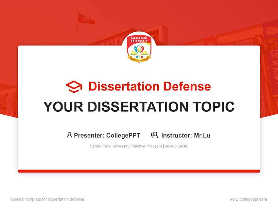 Sardar Patel University (Madhya Pradesh) Graduation Thesis Defense PPT Template4:3 ratio PPT effect preview image7