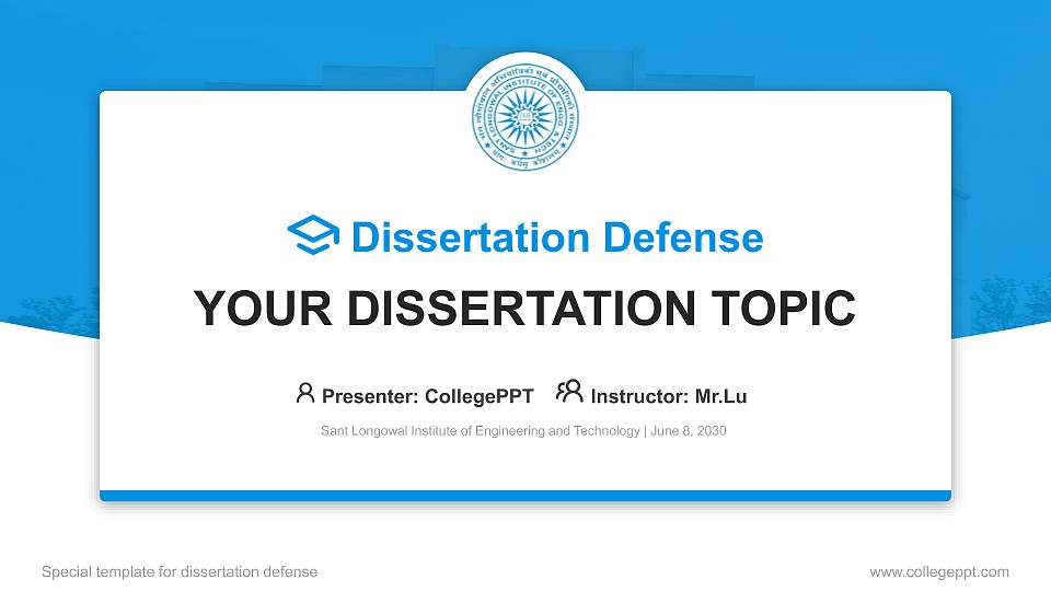 Sant Longowal Institute of Engineering and Technology Graduation Thesis Defense PPT Template16:9 ratio PPT effect preview image
