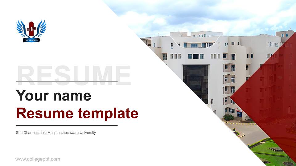 Shri Dharmasthala Manjunatheshwara University Resume PPT Template16:9 ratio PPT effect preview image
