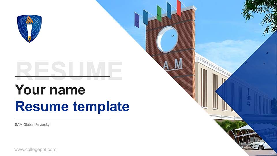SAM Global University Resume PPT Template16:9 ratio PPT effect preview image