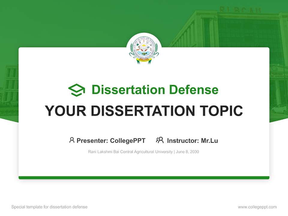 Rani Lakshmi Bai Central Agricultural University Graduation Thesis Defense PPT Template4:3 ratio PPT effect preview image7