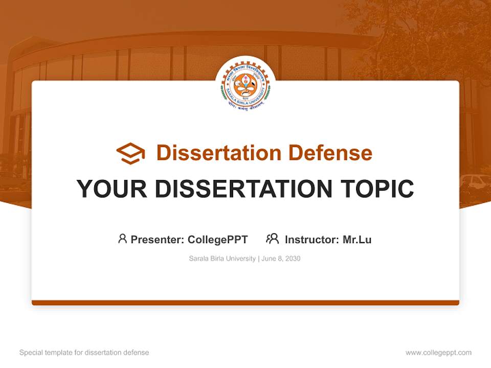 Sarala Birla University Graduation Thesis Defense PPT Template4:3 ratio PPT effect preview image7