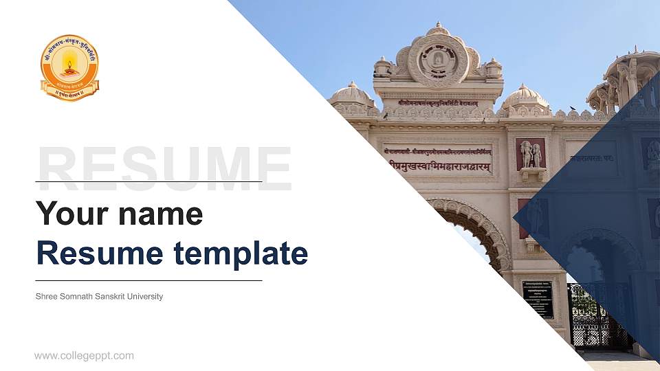 Shree Somnath Sanskrit University Resume PPT Template16:9 ratio PPT effect preview image