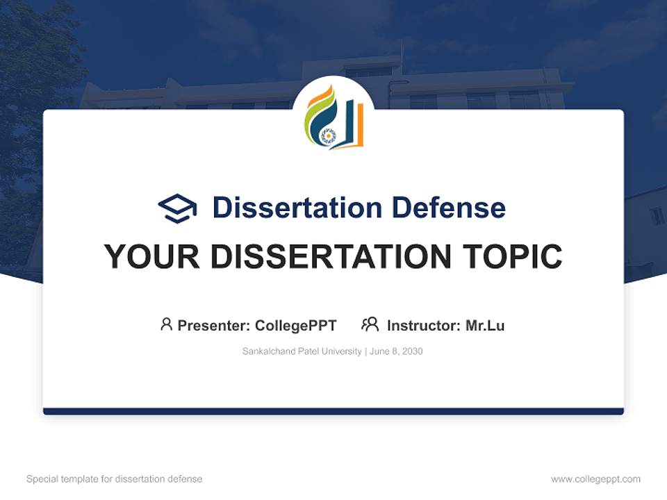 Sankalchand Patel University Graduation Thesis Defense PPT Template4:3 ratio PPT effect preview image7