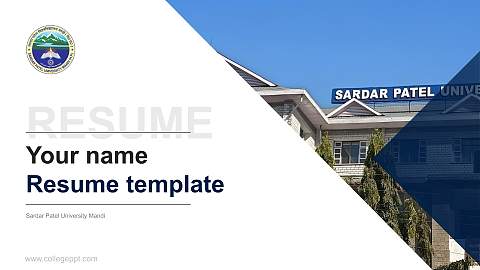 Sardar Patel University Mandi Resume PPT Template