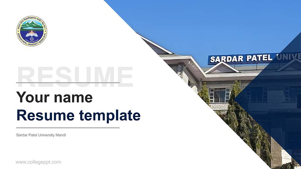Sardar Patel University Mandi Resume PPT Template16:9 ratio PPT effect preview image