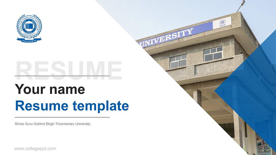 Shree Guru Gobind Singh Tricentenary University Resume PPT Template16:9 ratio PPT effect preview image
