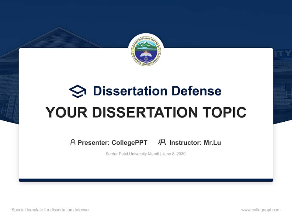 Sardar Patel University Mandi Graduation Thesis Defense PPT Template4:3 ratio PPT effect preview image7