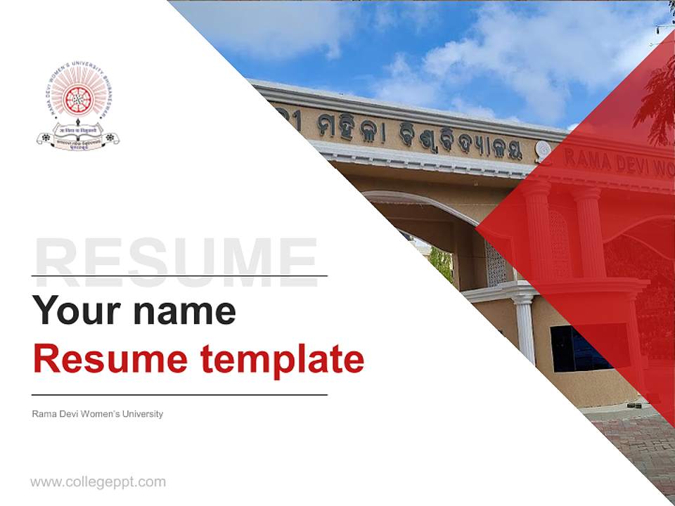 Rama Devi Women’s University Resume PPT Template4:3 ratio PPT effect preview image5