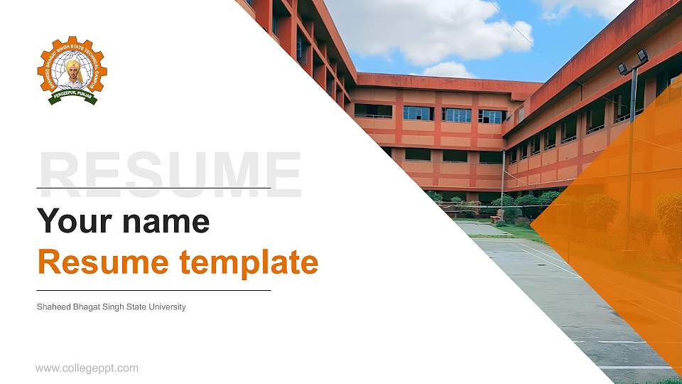 Shaheed Bhagat Singh State University Resume PPT Template16:9 ratio PPT effect preview image