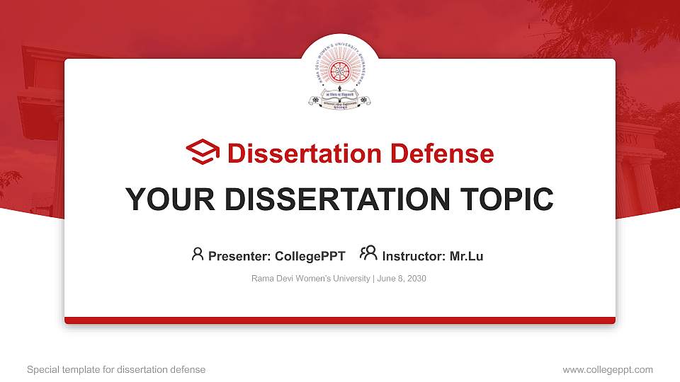 Rama Devi Women’s University Graduation Thesis Defense PPT Template16:9 ratio PPT effect preview image