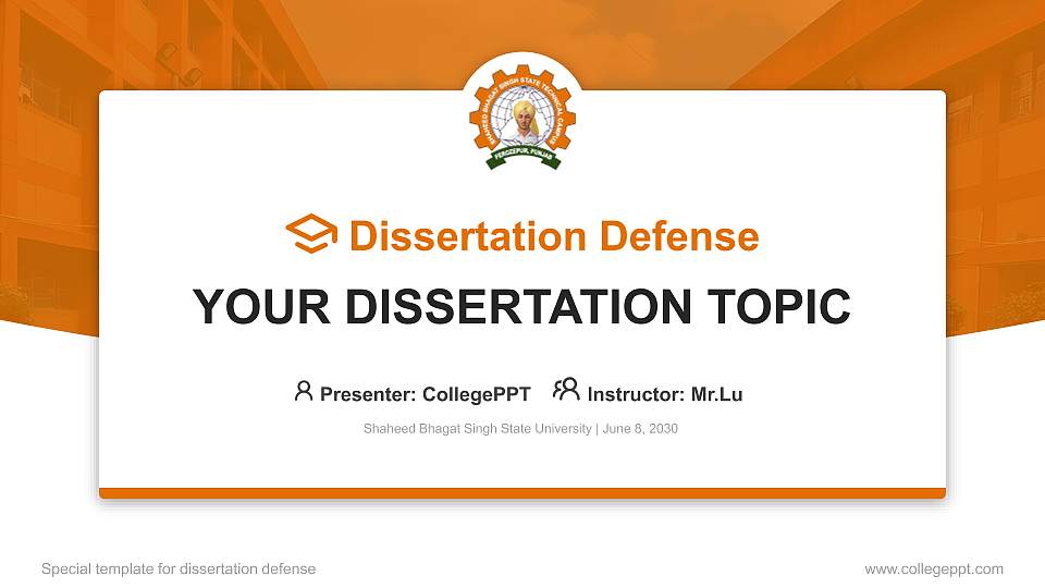 Shaheed Bhagat Singh State University Graduation Thesis Defense PPT Template16:9 ratio PPT effect preview image