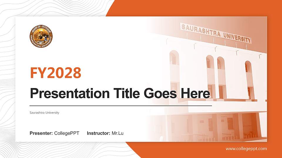 Saurashtra University Academic Presentation/Research Findings Report PPT Template16:9 ratio PPT effect preview image