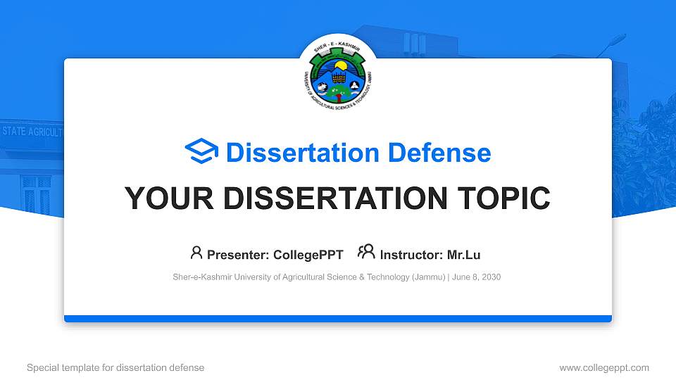 Sher-e-Kashmir University of Agricultural Science & Technology (Jammu) Graduation Thesis Defense PPT Template16:9 ratio PPT effect preview image