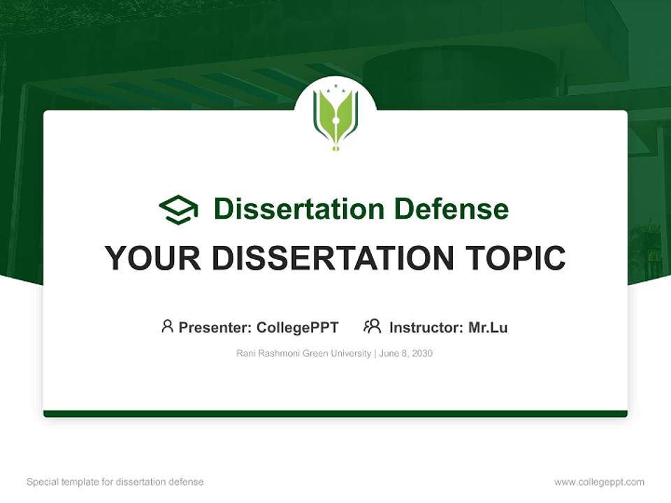 Rani Rashmoni Green University Graduation Thesis Defense PPT Template4:3 ratio PPT effect preview image7