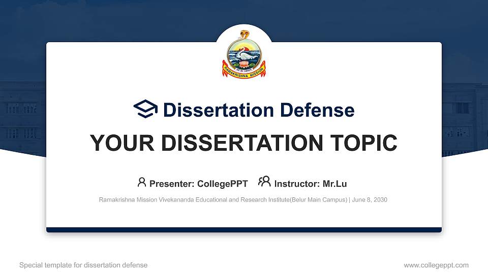 Ramakrishna Mission Vivekananda Educational and Research Institute(Belur Main Campus) Graduation Thesis Defense PPT Template16:9 ratio PPT effect preview image