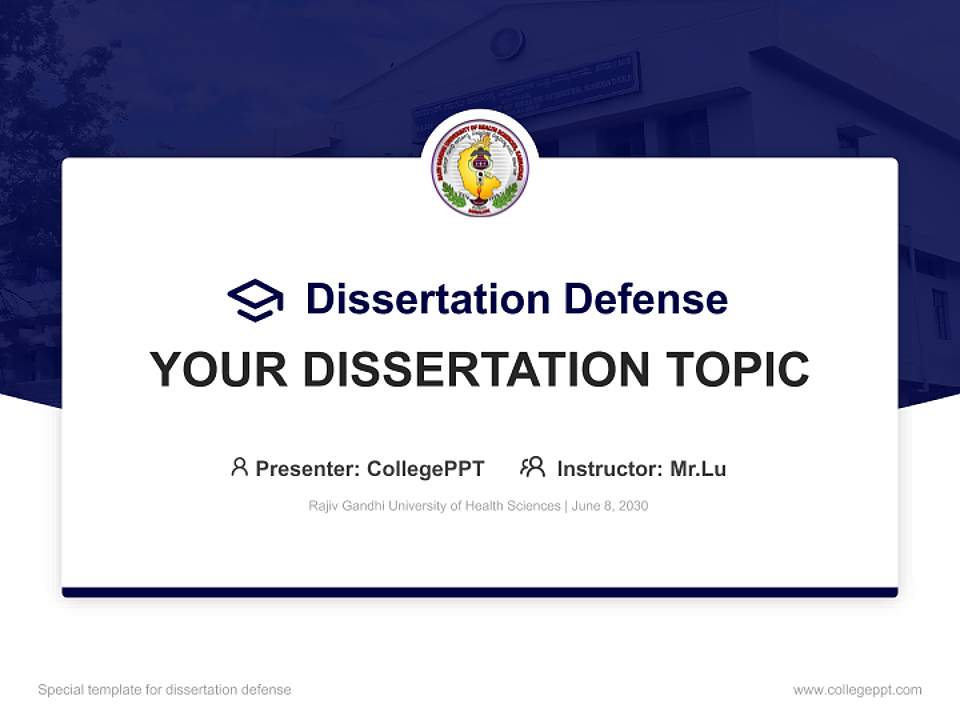 Rajiv Gandhi University of Health Sciences Graduation Thesis Defense PPT Template4:3 ratio PPT effect preview image7