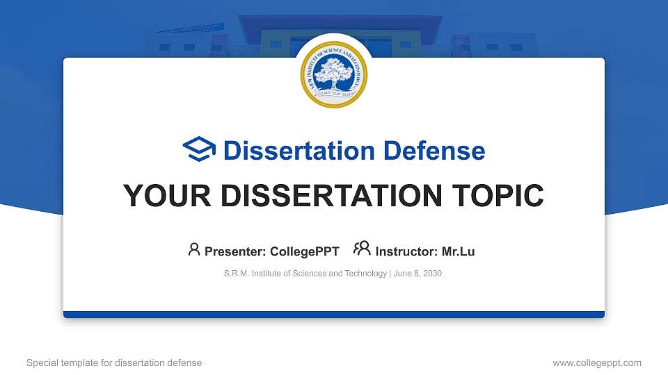S.R.M. Institute of Sciences and Technology Graduation Thesis Defense PPT Template16:9 ratio PPT effect preview image
