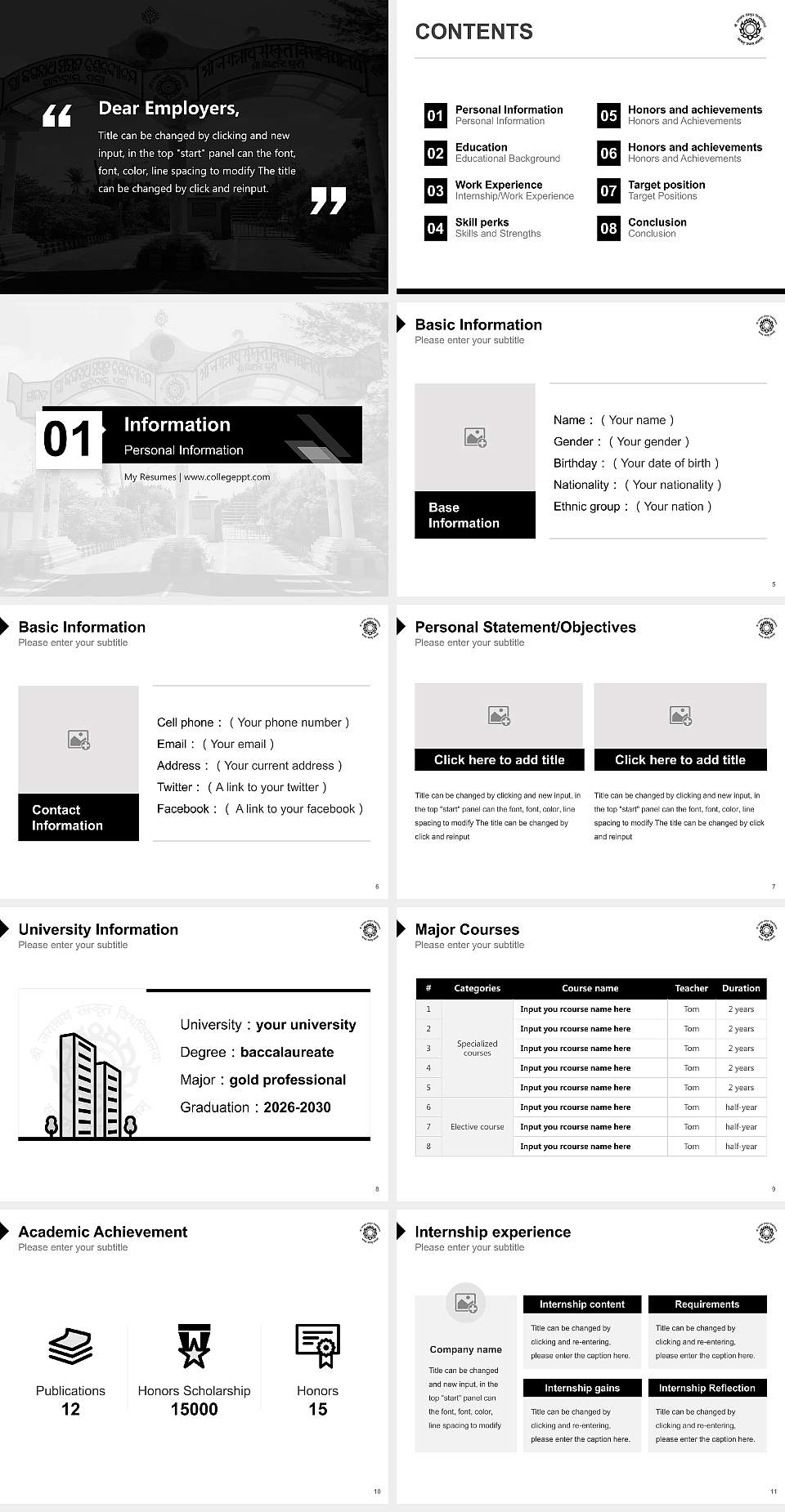 Shree Jagannath Sanskrit University Resume PPT Template4:3 ratio PPT effect preview image2