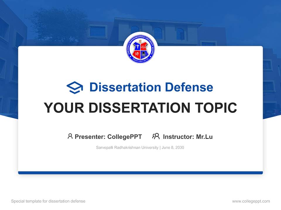 Sarvepalli Radhakrishnan University Graduation Thesis Defense PPT Template4:3 ratio PPT effect preview image7