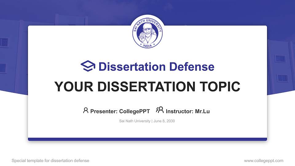 Sai Nath University Graduation Thesis Defense PPT Template16:9 ratio PPT effect preview image