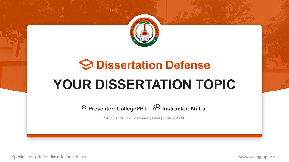 Sant Gahira Guru Vishwavidyalaya Graduation Thesis Defense PPT Template16:9 ratio PPT effect preview image