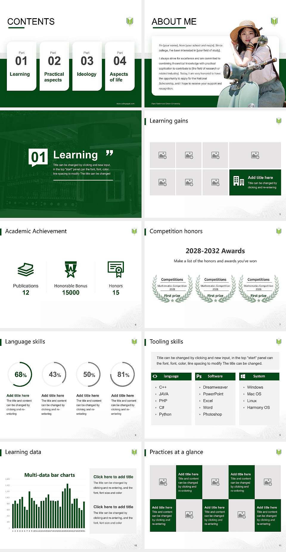 Rani Rashmoni Green University National Scholarship Defense PPT Template4:3 ratio PPT effect preview image2