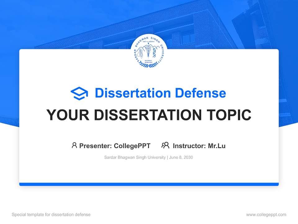 Sardar Bhagwan Singh University Graduation Thesis Defense PPT Template4:3 ratio PPT effect preview image7