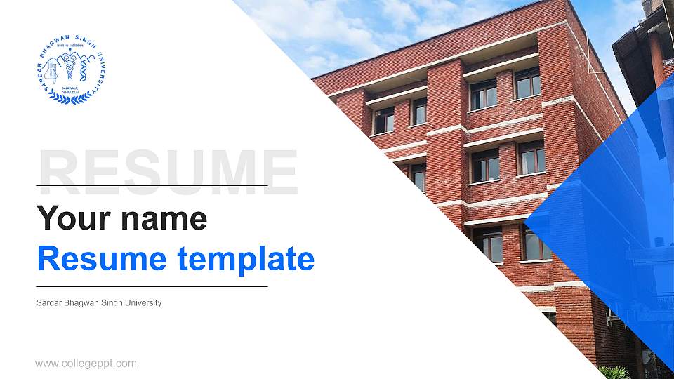 Sardar Bhagwan Singh University Resume PPT Template16:9 ratio PPT effect preview image