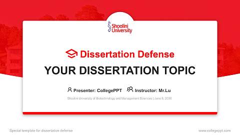 Shoolini University of Biotechnology and Management Sciences Graduation Thesis Defense PPT Template