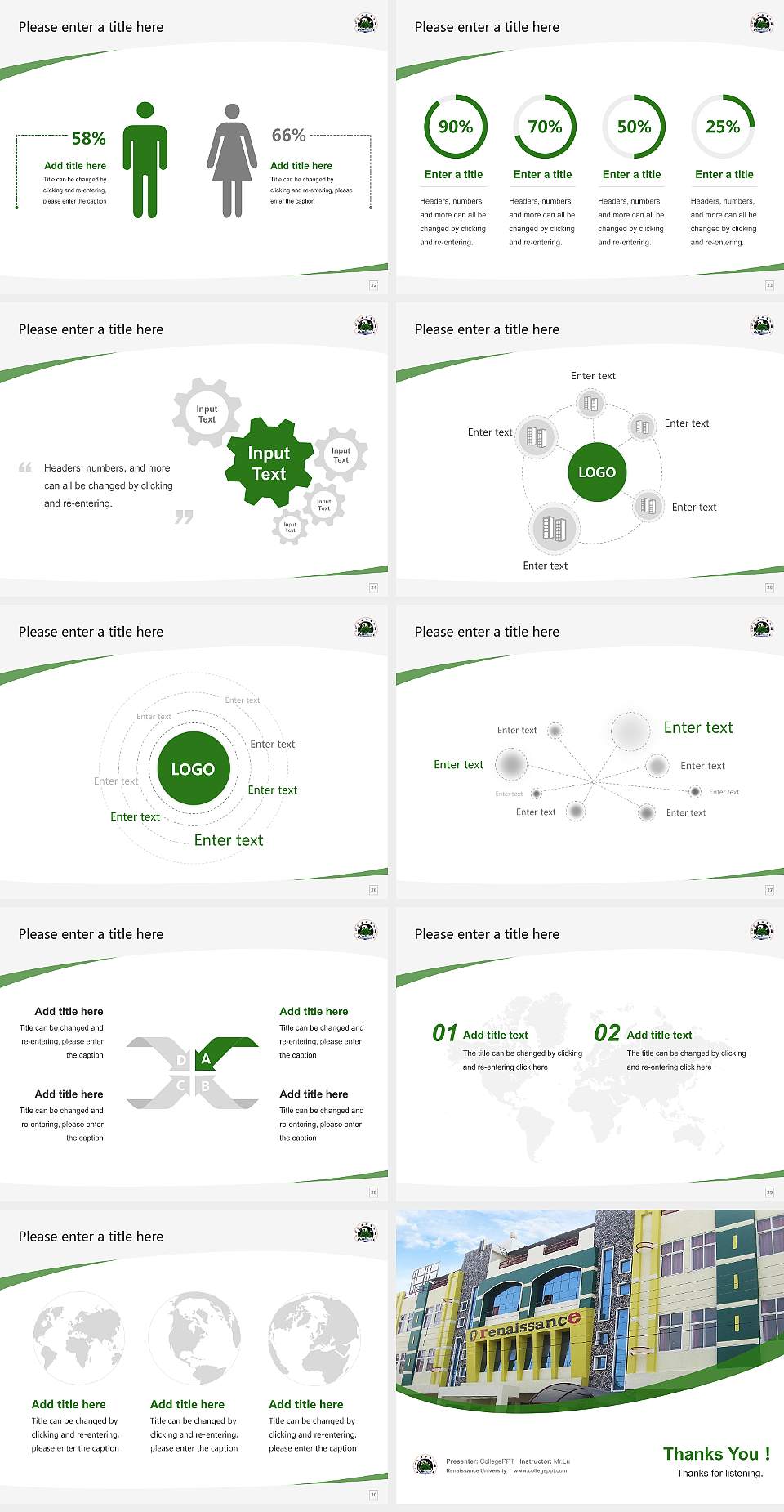 Renaissance University Course/Courseware Creation PPT Template4:3 ratio PPT effect preview image4