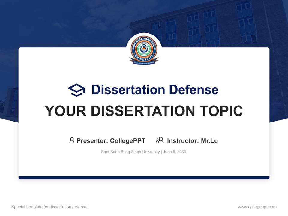 Sant Baba Bhag Singh University Graduation Thesis Defense PPT Template4:3 ratio PPT effect preview image7