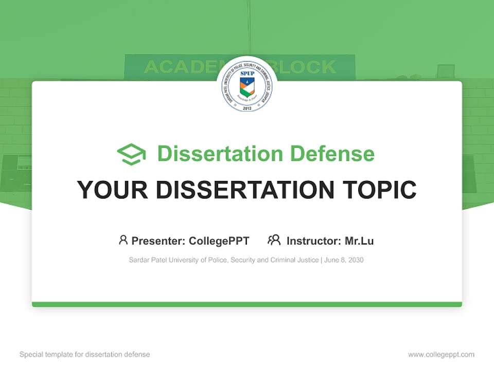 Sardar Patel University of Police, Security and Criminal Justice Graduation Thesis Defense PPT Template4:3 ratio PPT effect preview image7