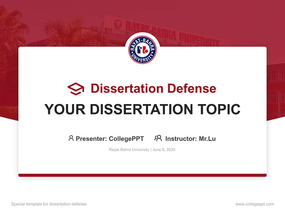 Rayat Bahra University Graduation Thesis Defense PPT Template4:3 ratio PPT effect preview image7