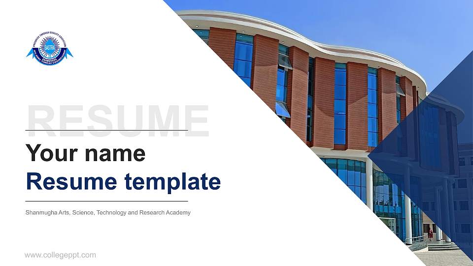 Shanmugha Arts, Science, Technology and Research Academy Resume PPT Template16:9 ratio PPT effect preview image
