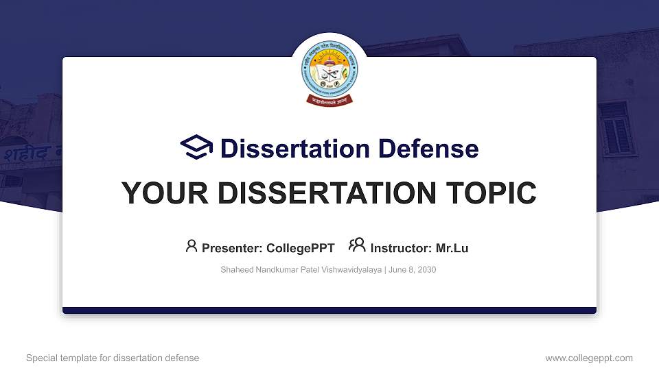 Shaheed Nandkumar Patel Vishwavidyalaya Graduation Thesis Defense PPT Template16:9 ratio PPT effect preview image