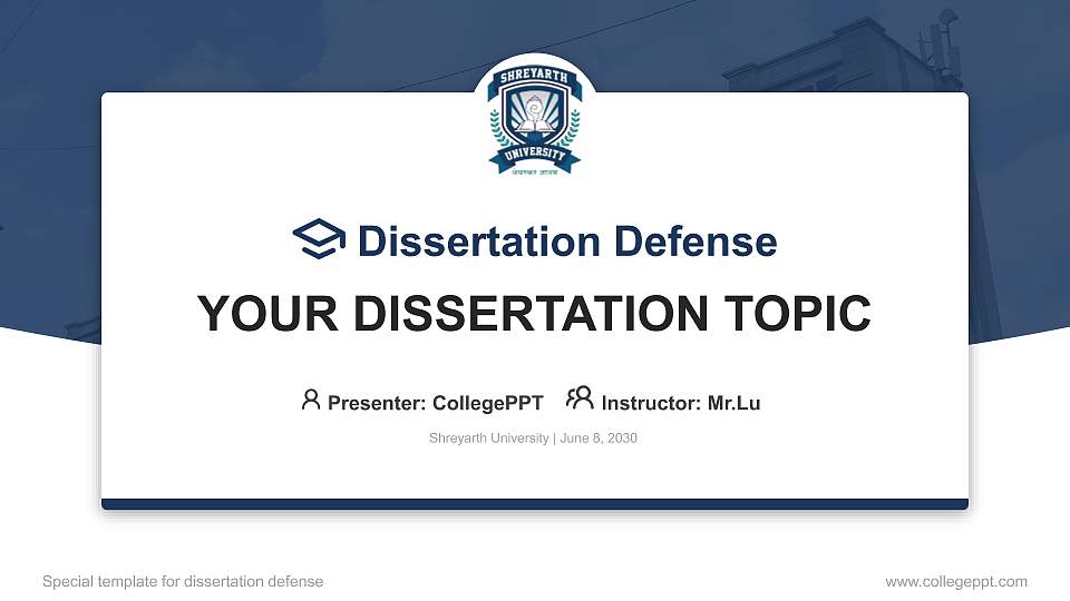 Shreyarth University Graduation Thesis Defense PPT Template16:9 ratio PPT effect preview image
