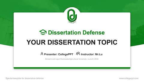 Sardarkrushinagar Dantiwada Agricultural University Graduation Thesis Defense PPT Template