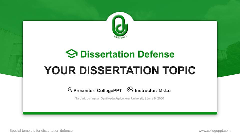 Sardarkrushinagar Dantiwada Agricultural University Graduation Thesis Defense PPT Template16:9 ratio PPT effect preview image