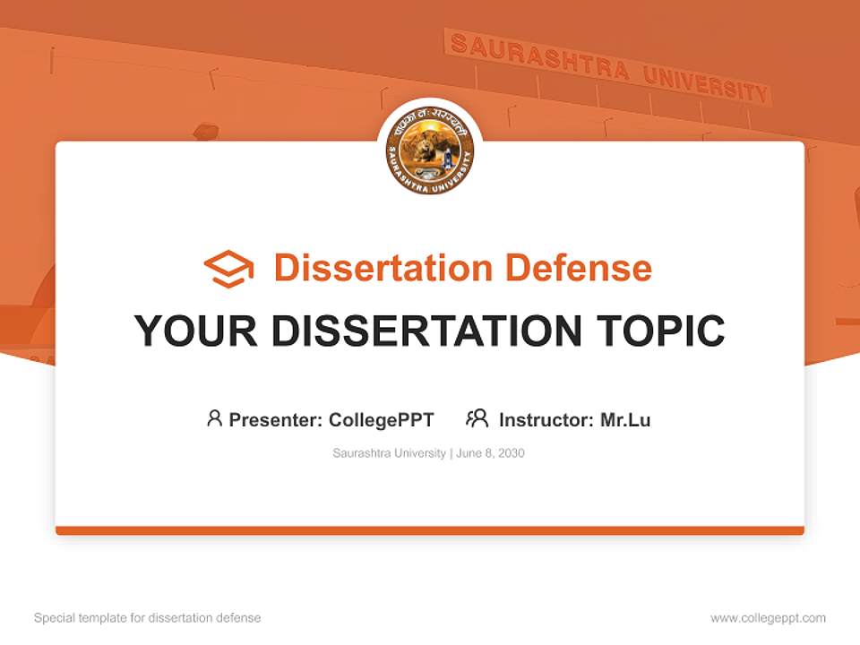 Saurashtra University Graduation Thesis Defense PPT Template4:3 ratio PPT effect preview image7