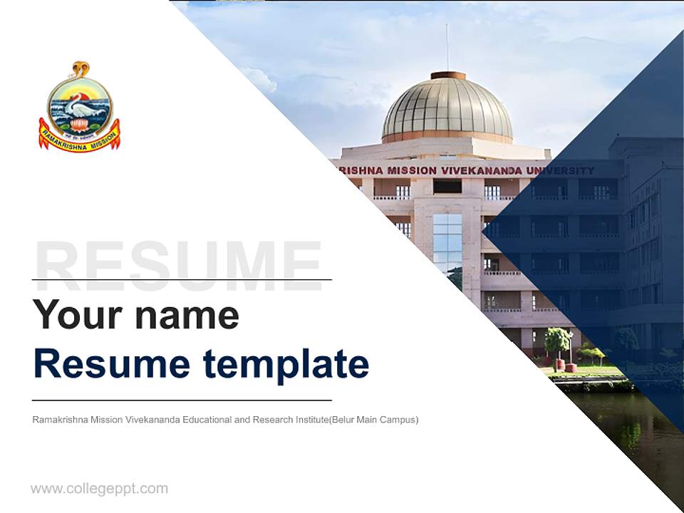 Ramakrishna Mission Vivekananda Educational and Research Institute(Belur Main Campus) Resume PPT Template4:3 ratio PPT effect preview image5