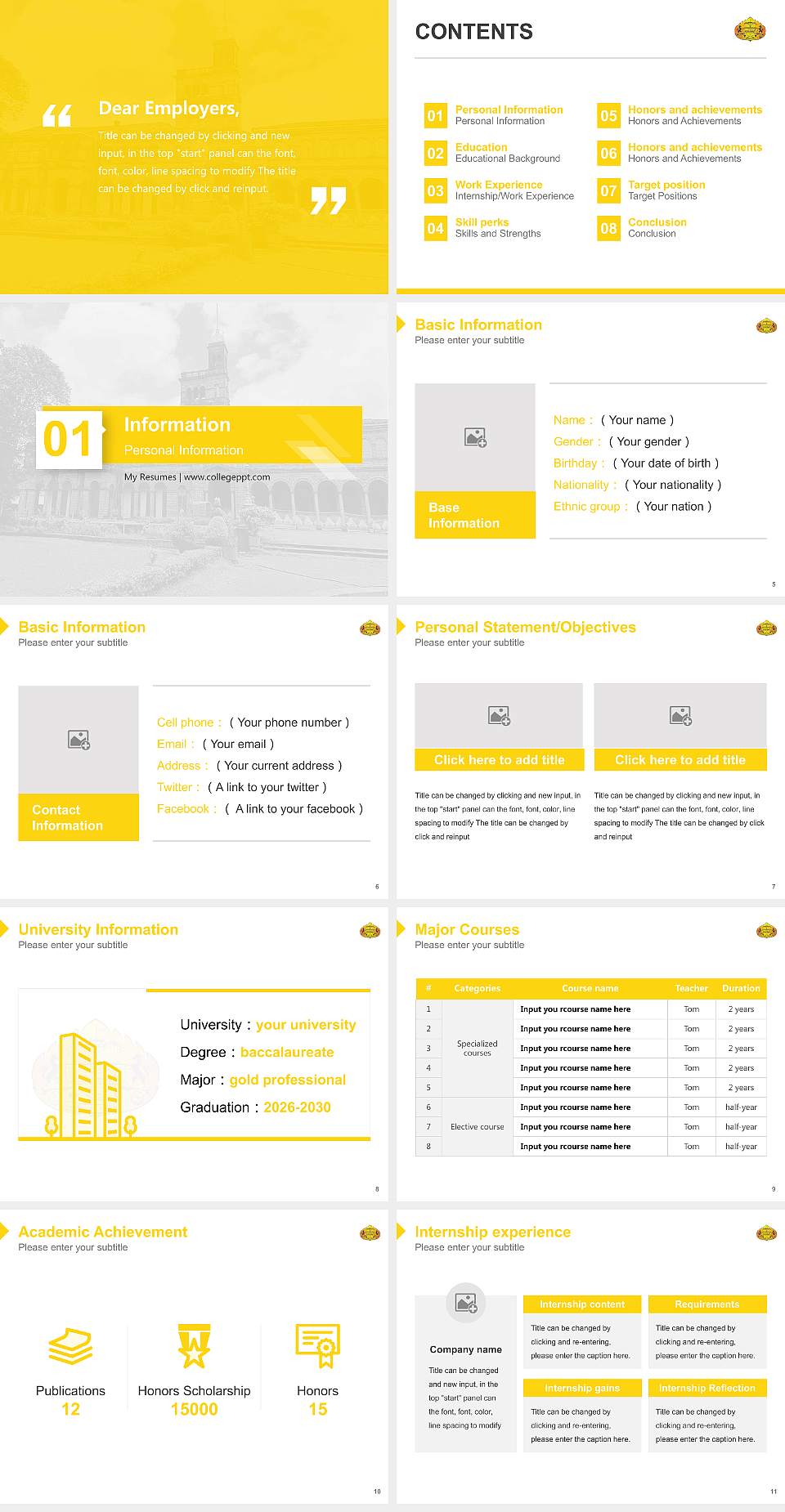 Savitribai Phule Pune University Resume PPT Template4:3 ratio PPT effect preview image2