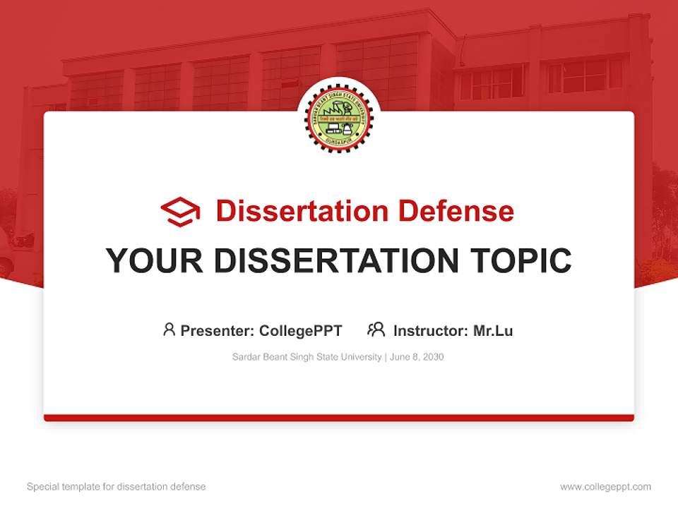 Sardar Beant Singh State University Graduation Thesis Defense PPT Template4:3 ratio PPT effect preview image7