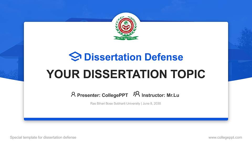 Ras Bihari Bose Subharti University Graduation Thesis Defense PPT Template16:9 ratio PPT effect preview image